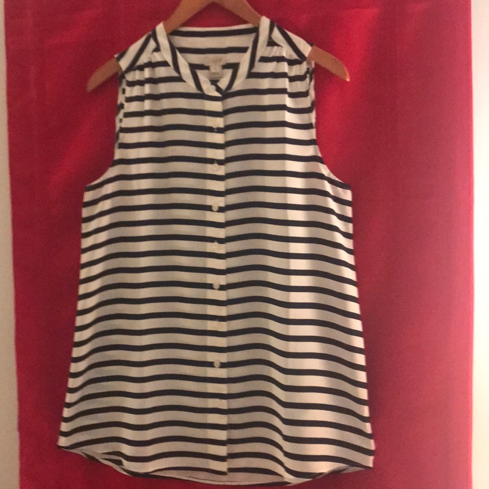 J Crew stripped button down sleeveless top
